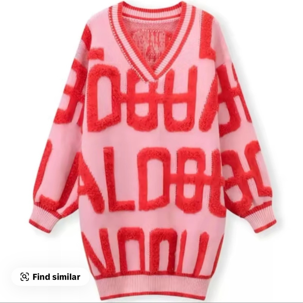 Sweater Project Red and Pink V-Neck Sweater